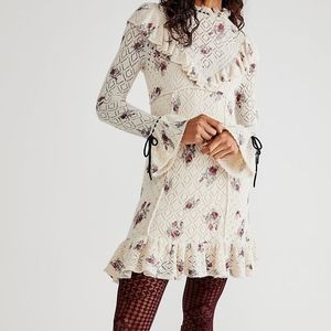 Free People Rose Petal Mini Dress Ivory XS